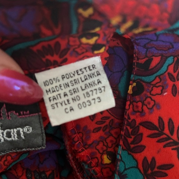 Lady Manhattan Vintage Red Paisley Shirt 12 - Picture 9 of 10